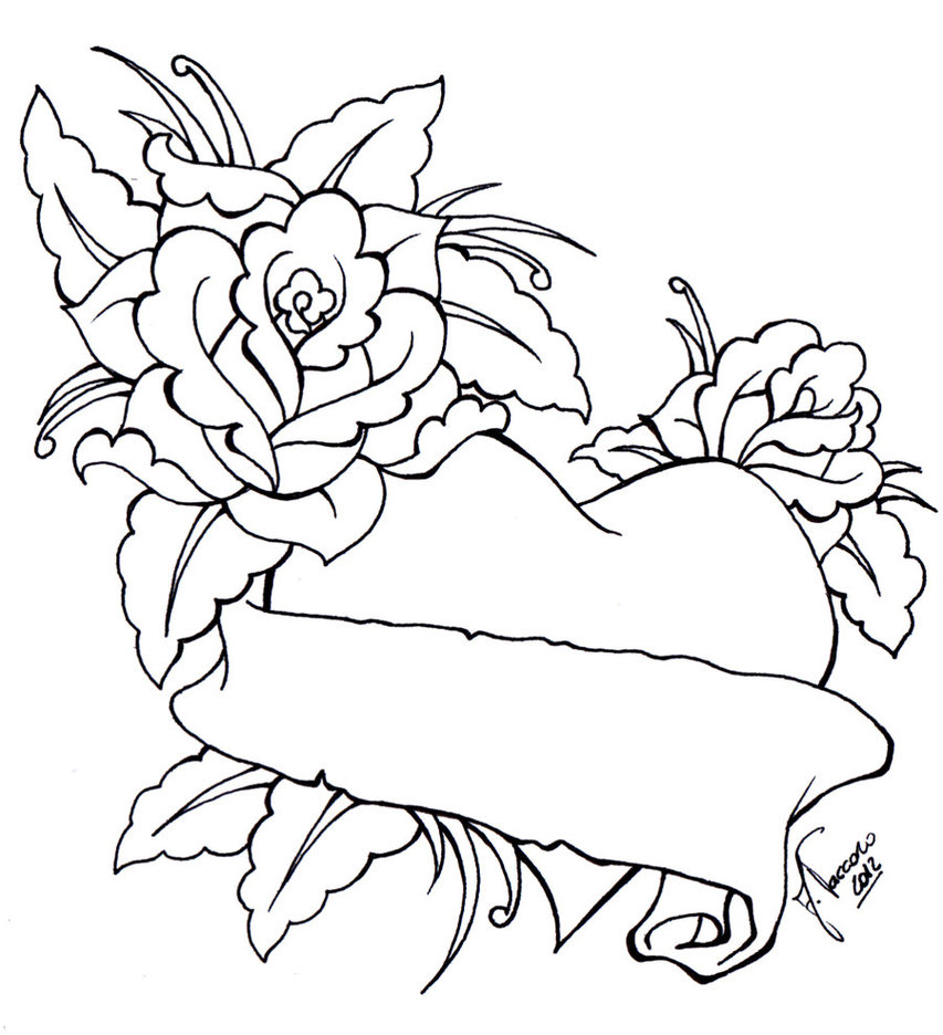 Free Roses And Heart Drawing, Download Free Roses And Heart Drawing png ...