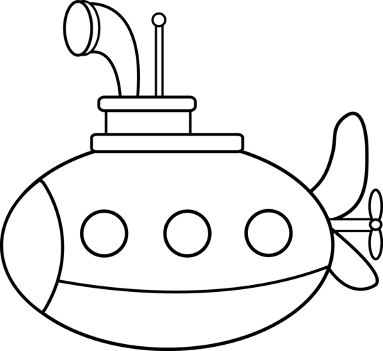 Cute Submarine Coloring Page - Free Clip Art