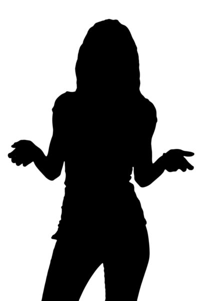 Woman Shrugging Silhouette - Expressive Gesture Image for Design & Communication