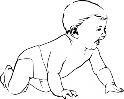 Crawling baby outline clip art Free vector for free download 