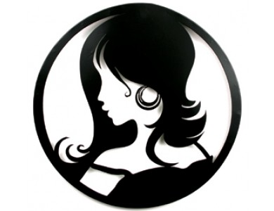 Metal Wall Art Black Silhouette of a Woman in a Circular Frame