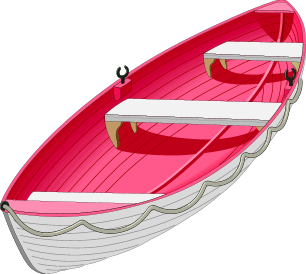 Pink Wooden Rowboat Illustration - Classic Small Craft Design