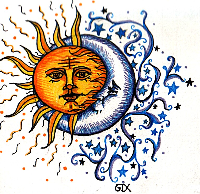 Triple moon, pagan Wiccan goddess symbol, sun... - Stock Illustration  [73924582] - PIXTA