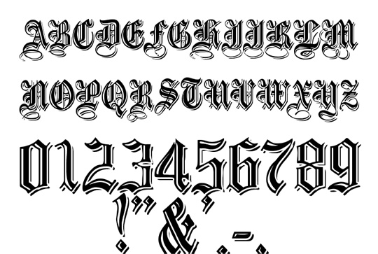old english cursive font tattoo