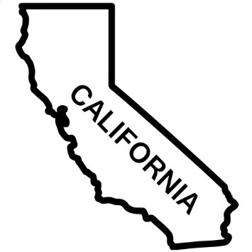  - California State Outline Decal Sticker (black, 5 inch 