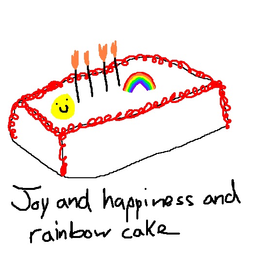 Joyful Rainbow Birthday Cake - Simple Hand-Drawn Celebration Design