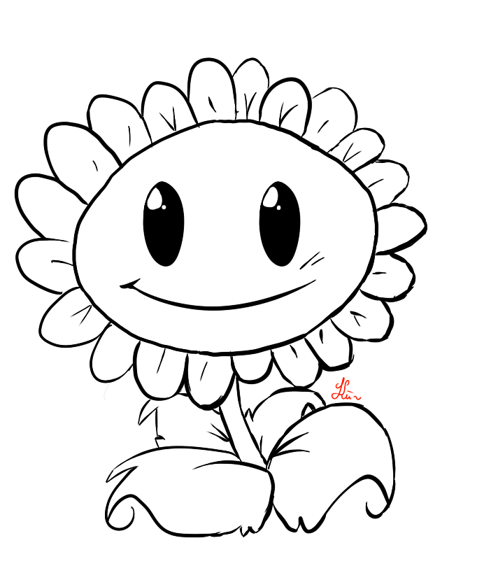 plants vs zombies sunflower drawing - Clip Art Library