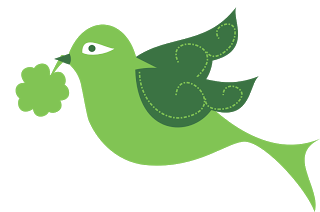 Green Bird Carrying Leaf - Eco-Friendly Symbol Illustration