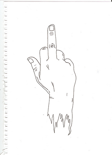 Sticker By Olivercute - Skeleton Middle Finger Drawing - 377x390 PNG  Download - PNGkit