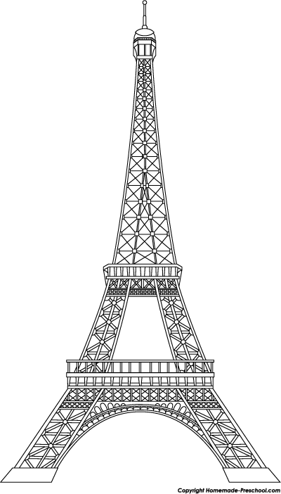 eiffel tower black and white outline