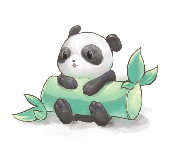 cute panda eating bamboo drawing  Clip Art Library