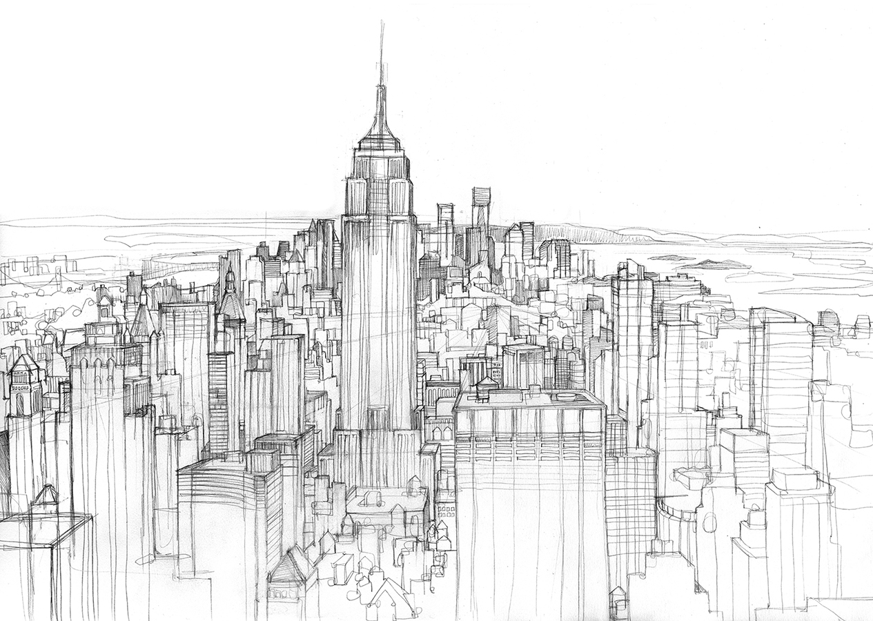 Illustrated Maps | Manhattan Skyline Sketch