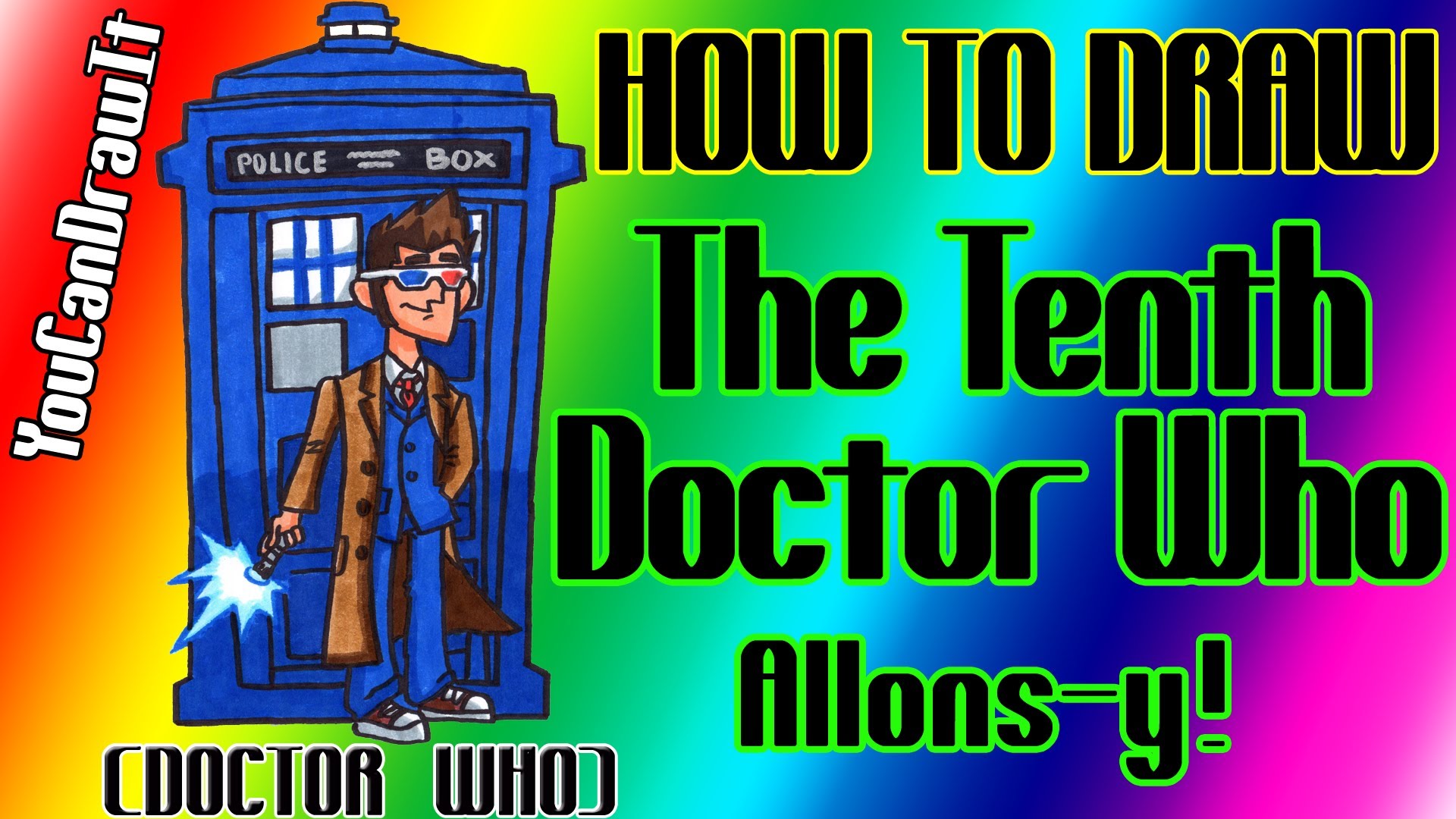 How To Draw The Tenth Doctor with Tardis from Doctor Who 