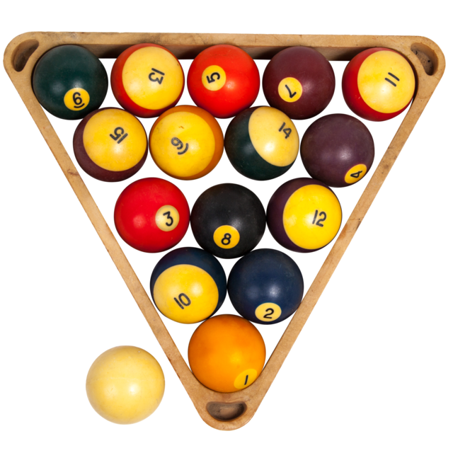 Set of Pool Balls with Rack | Bureau of Trade