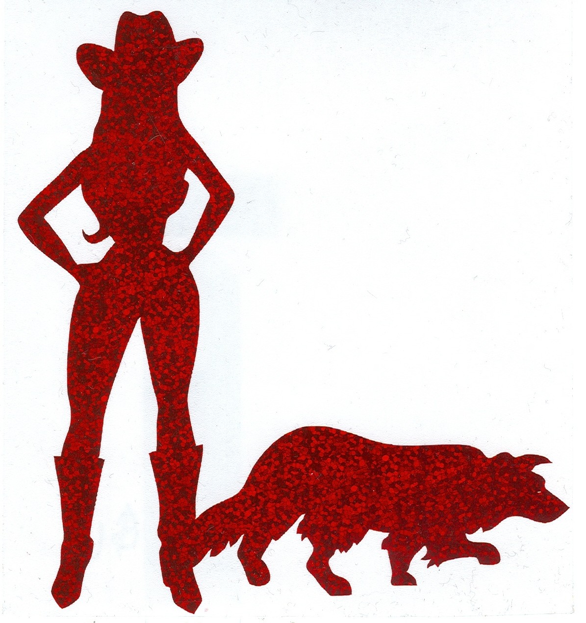 Border Collie and Cowgirl Pin Up Silhouette Red by dangersjones