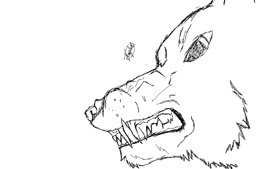 Wolf Sketch Art - Expressive Line Drawing of a Snarling Canine