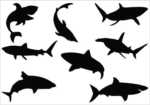 Shark Silhouette Clip Art Pack | Tattoos! | Clipart library