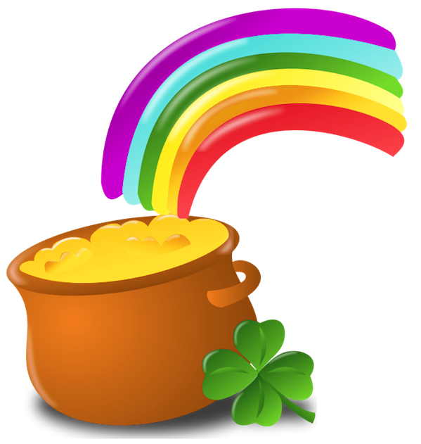 St Patrick Pot Of Gold with Rainbow PNG Picture