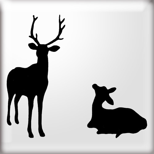 Mum and Baby Deer Silhouette Stencil