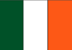 Irish national flag with vertical green, white, and orange stripes.