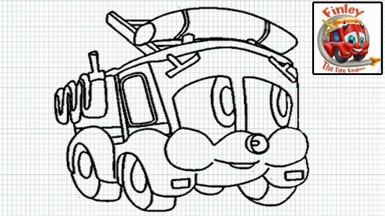 Realistic fire engine truck crane sketch Vector Image