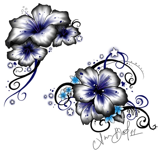 hawaiian blue hibiscus flower tattoos  Clip Art Library