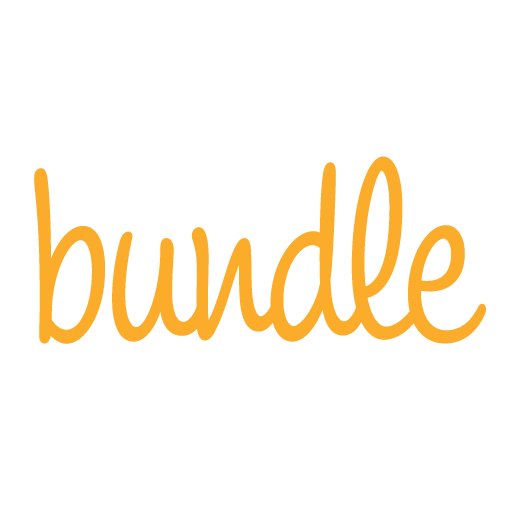 Orange handwritten-style "bundle" logo on white background