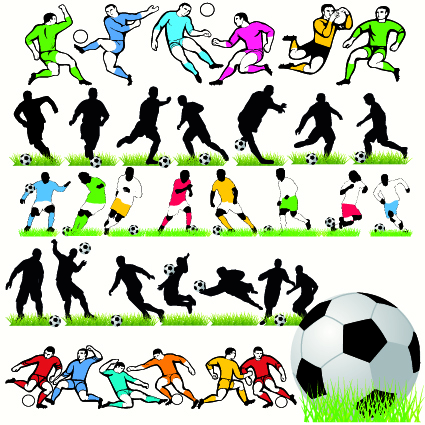 Football silhouettes vector - Vector Silhouettes free download