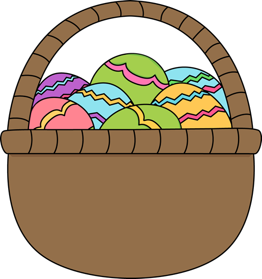 Brown Basket of Easter Eggs Clip Art - Brown Basket of Easter Eggs 