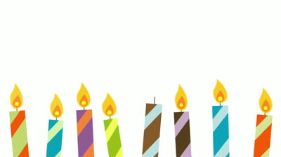 Animated Cartoon Birthday Candles Lighting Up And Flickering 