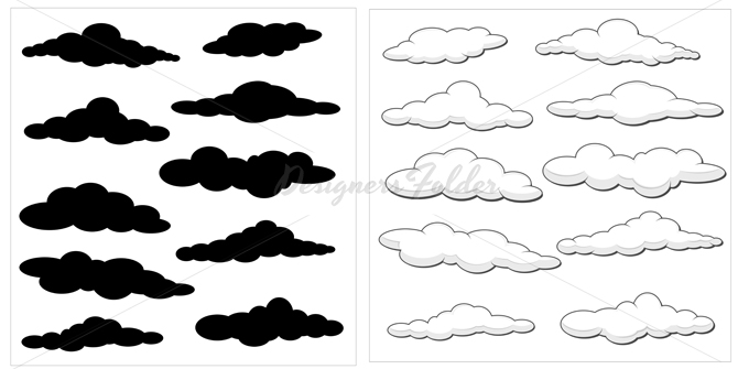 Cartoon Cloud Vector Set | Designers Folder