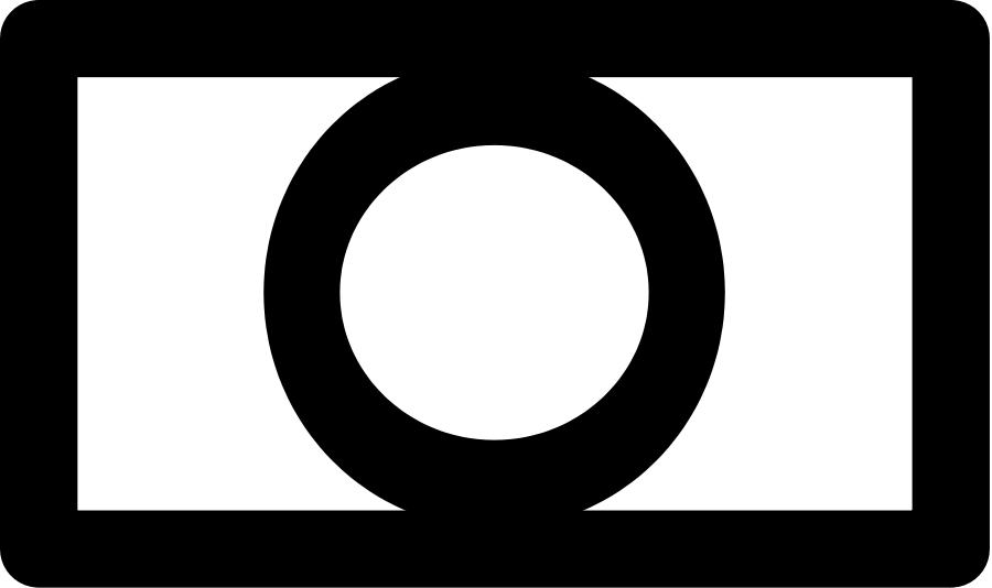 Black circular ring centered on white rectangular background, minimalist geometric logo design.