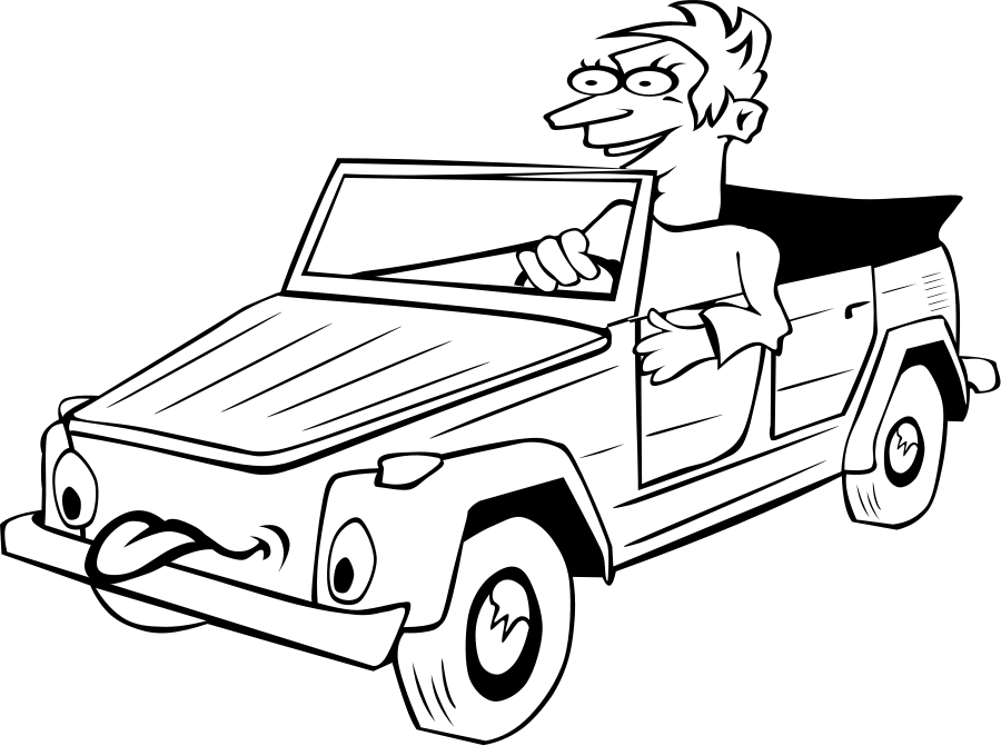 Boy Driving Car Cartoon Clipart, vector clip art online, royalty 