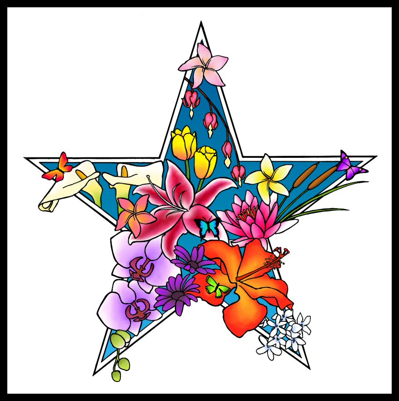 Flowers And Stars Tattoo Designs
