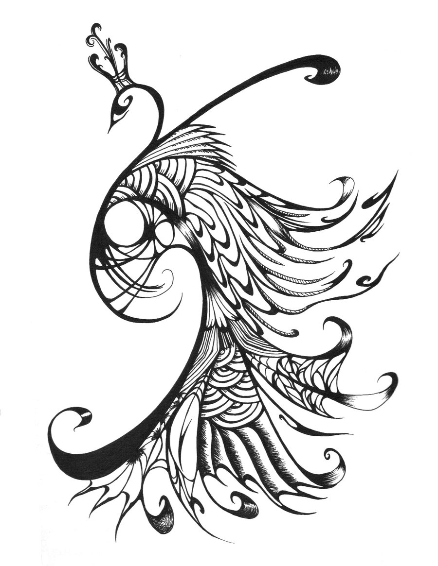 Coloring Pages Of A Peacock Design Outline Sketch Drawing Vector, Wing  Drawing, Ring Drawing, Peacock Drawing PNG and Vector with Transparent  Background for Free Download