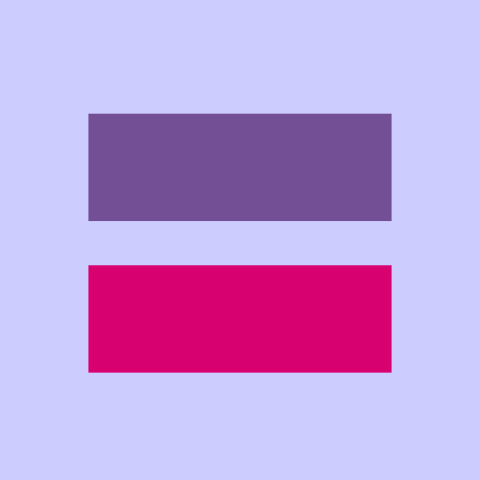 Two horizontal rectangular blocks-purple on top, magenta on bottom-centered on a light lavender background.
