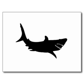 Shark Silhouette Cards, Shark Silhouette Card Templates, Postage 