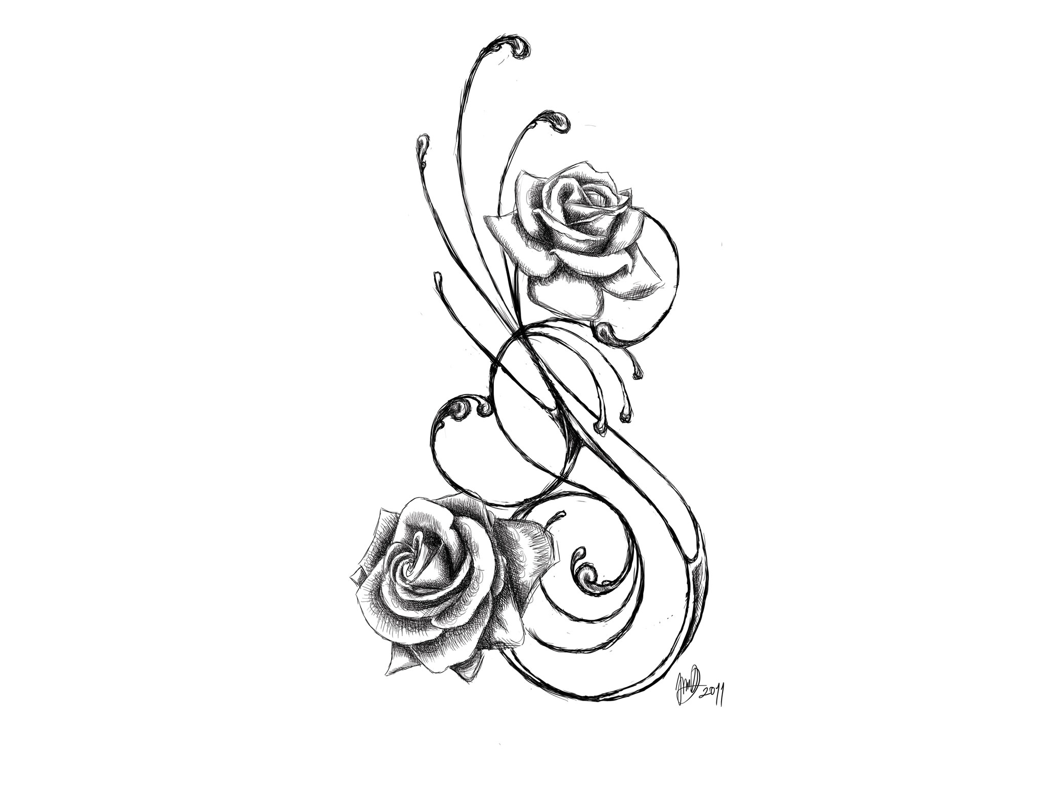 Tattoo Design demonic, evil rose Stencil | Stable Diffusion