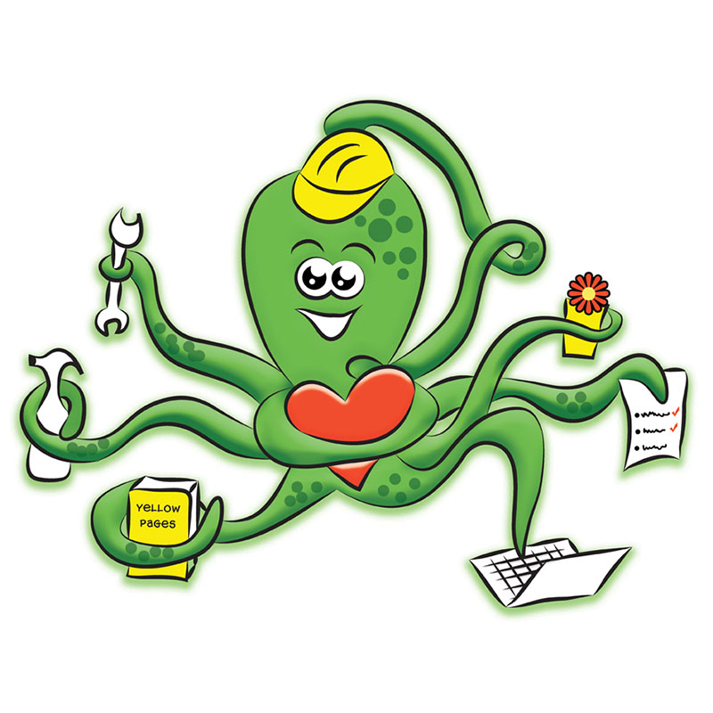 Friendly Octopus Mascot - Multitasking Business Helper Illustration