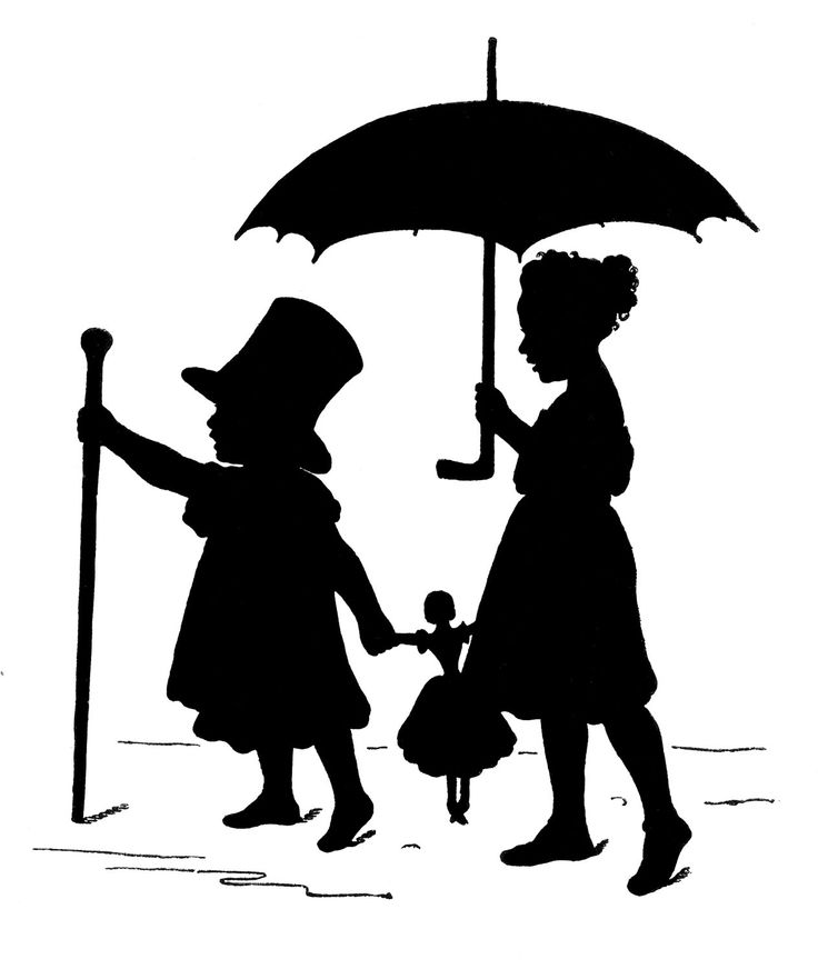 Vintage Graphic Silhouette - Children playing Dress Up