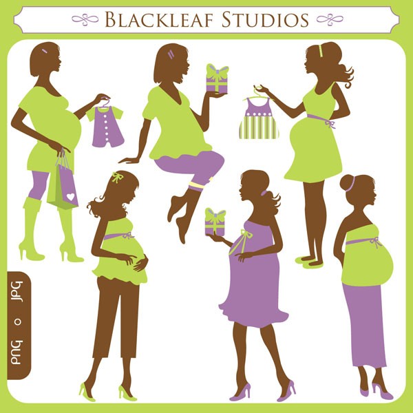 Pregnant Women Shopping Clipart - Blackleaf Studios