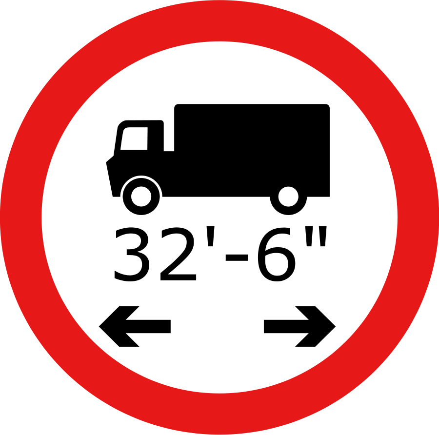 Truck Length Restriction Sign - 32' 6" Maximum Vehicle Length