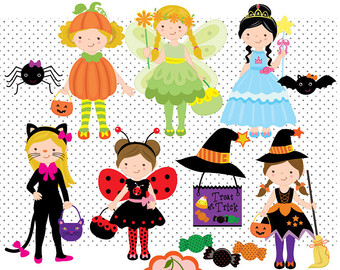 Items similar to Halloween Costume Girls Clip Art - PNG on Etsy