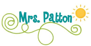 Mrs. Patton logo with playful green swirls and a smiling sun icon.