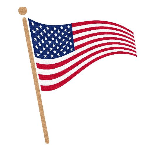 American Flag Illustration - Patriotic Embroidered Design