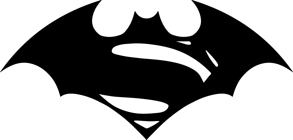 superman and batman logo black and white