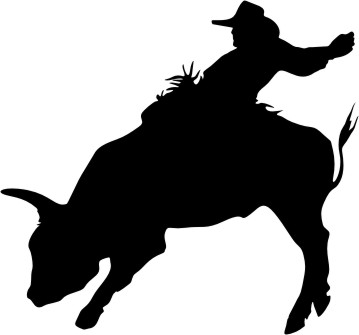 Rodeo bull rider silhouette vinyl window decal 6 x 5.5