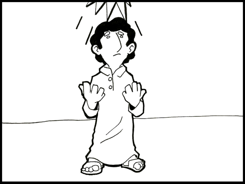 Man Reacting to Lightning Strike - Illustration of Surprise or Spiritual Moment