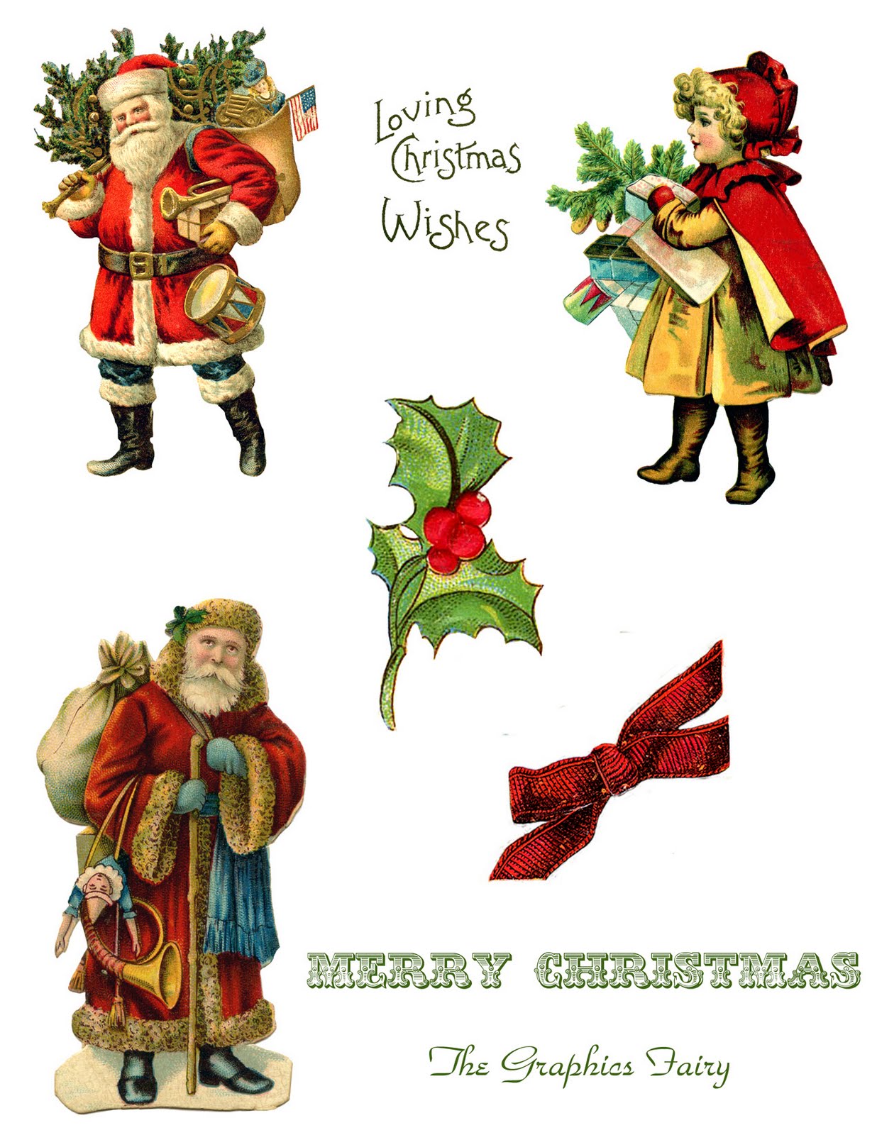 Vintage Christmas Collage Printable - The Graphics Fairy