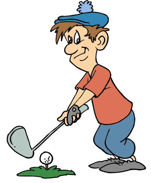 Fun Golf Illustration - Beginner Golfer Teeing Off